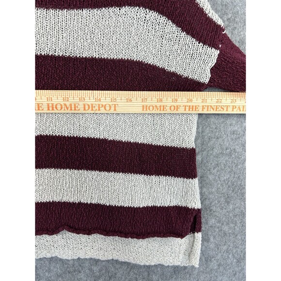 Hollister Cropped Sweater M Red White Stripe Roll Neck Loose Knit Distressed Y2K - Picture 9 of 12